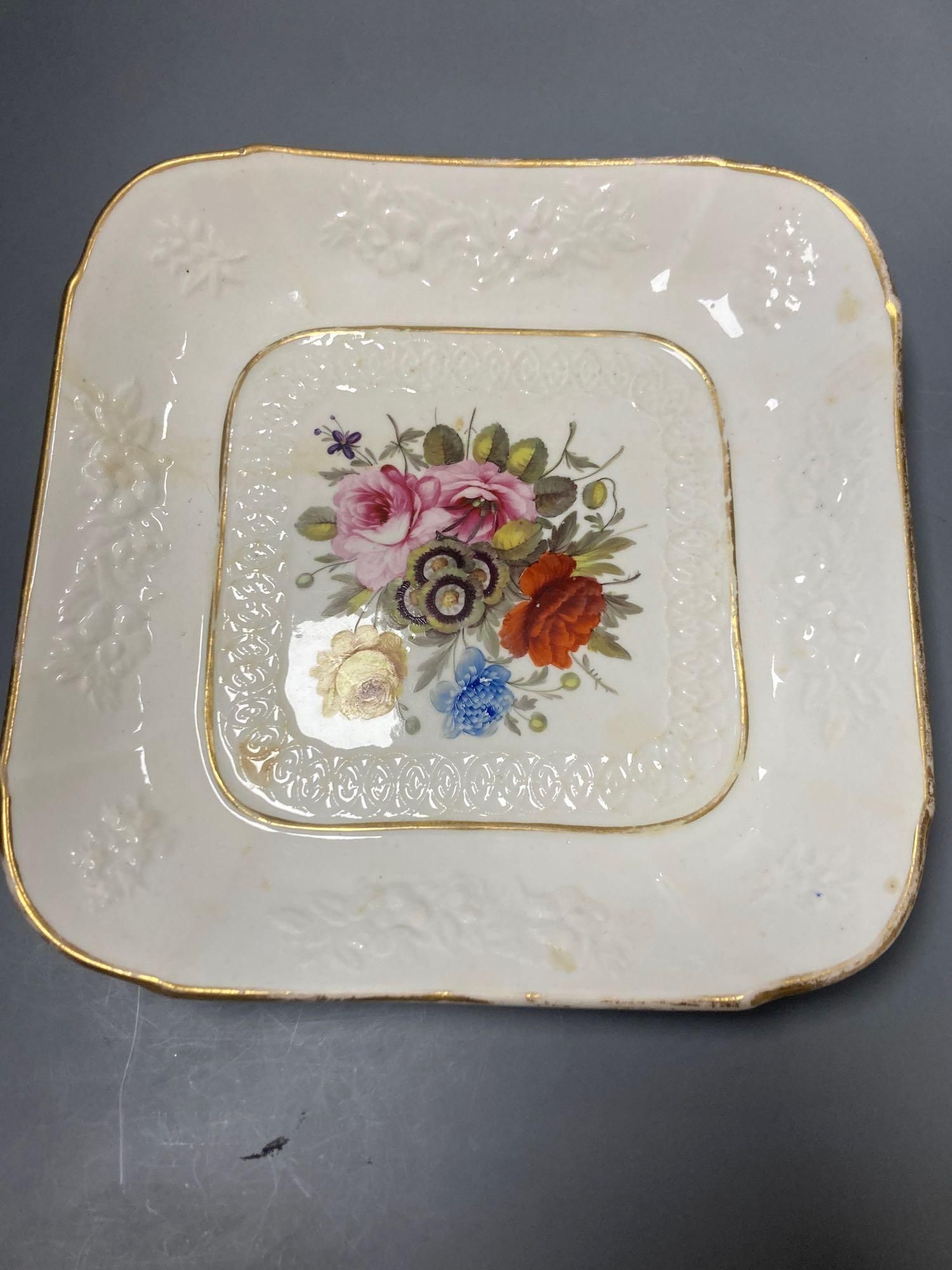 Nine 19th century English and Continental porcelain dessert dishes